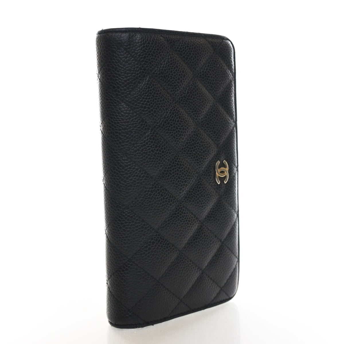 Pre-Owned Chanel Wallet Caviar Leather Long Bi Fold, front view