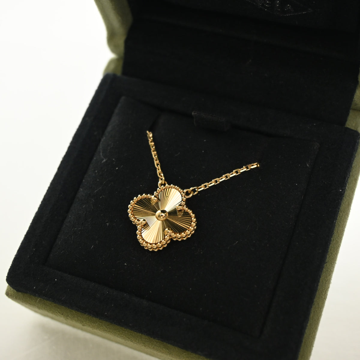 Van Cleef & Arpels 18K Yellow Gold Guilloche Vintage Alhambra Pendant, photo 6 of 7