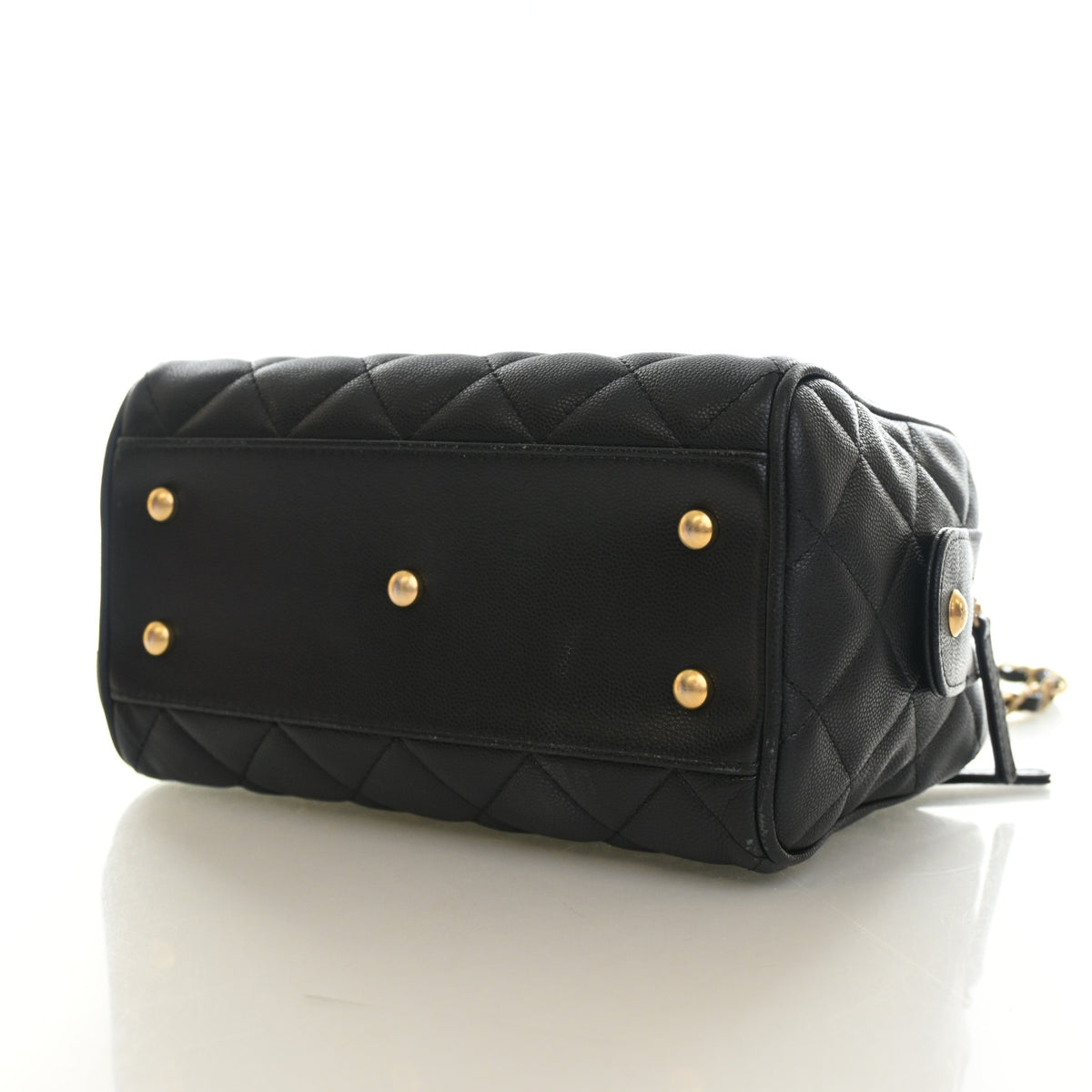 Pre-Owned Chanel Small Caviar Leather Bowling Bag, base and feet view, photo 7 of 16