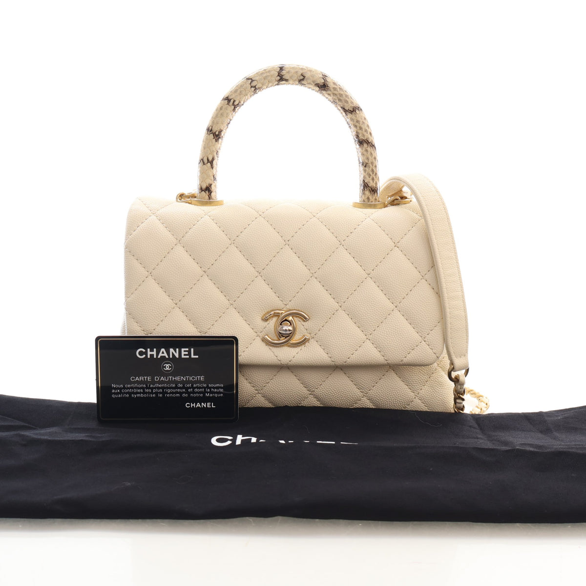 Pre-Owned Chanel Coco Handle Small Caviar Leather Bag, front view, photo 18 of 18