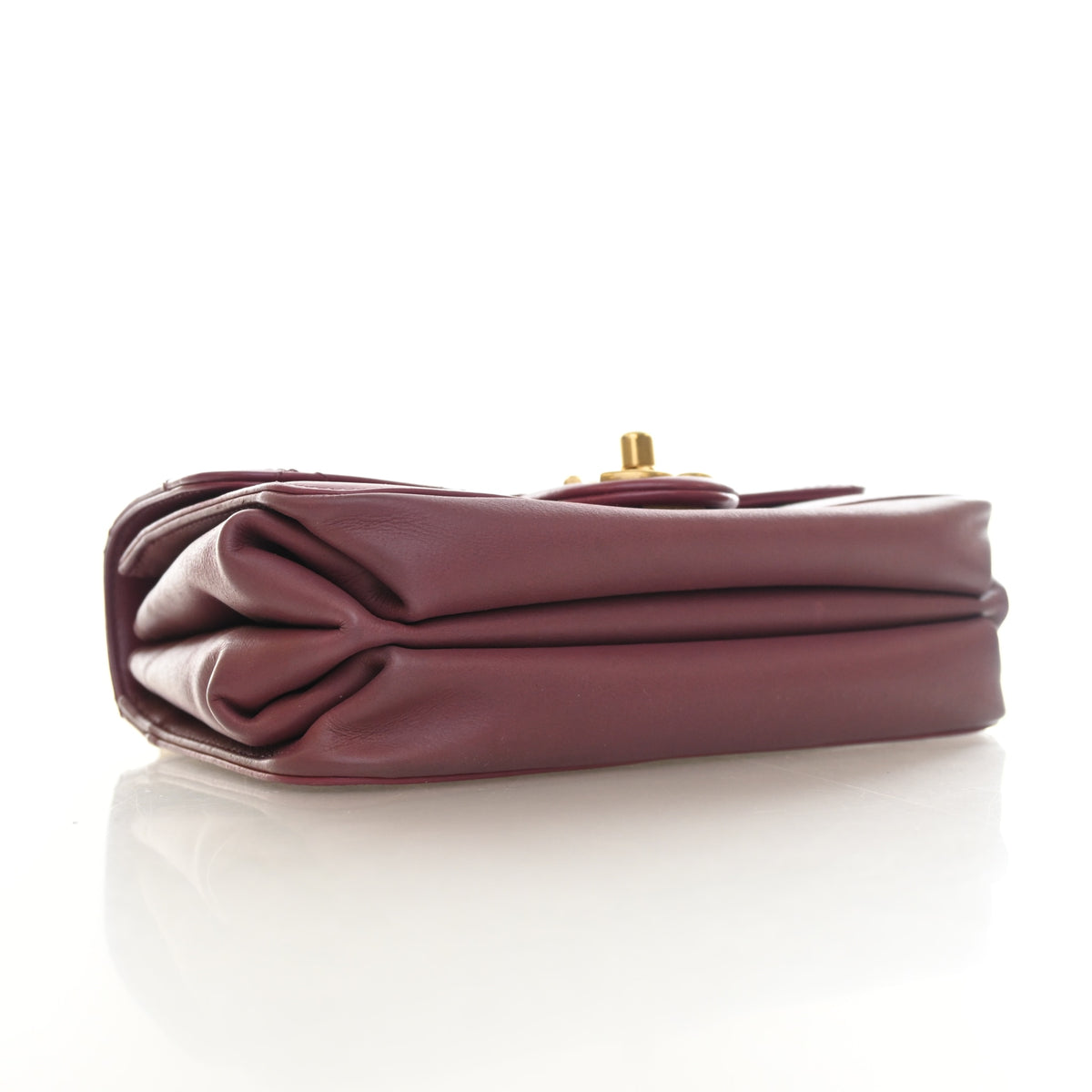 Pre-Owned Chanel Flap Bag Small Glazed Calfskin Straight Lined, base and feet view