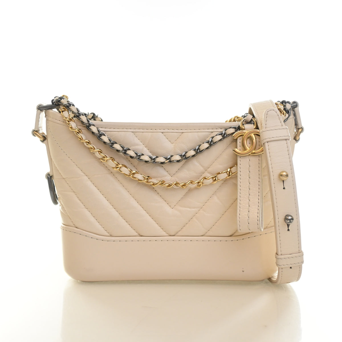 Pre-Owned Chanel Hobo Small Crumpled Calfskin Gabrielle, front view