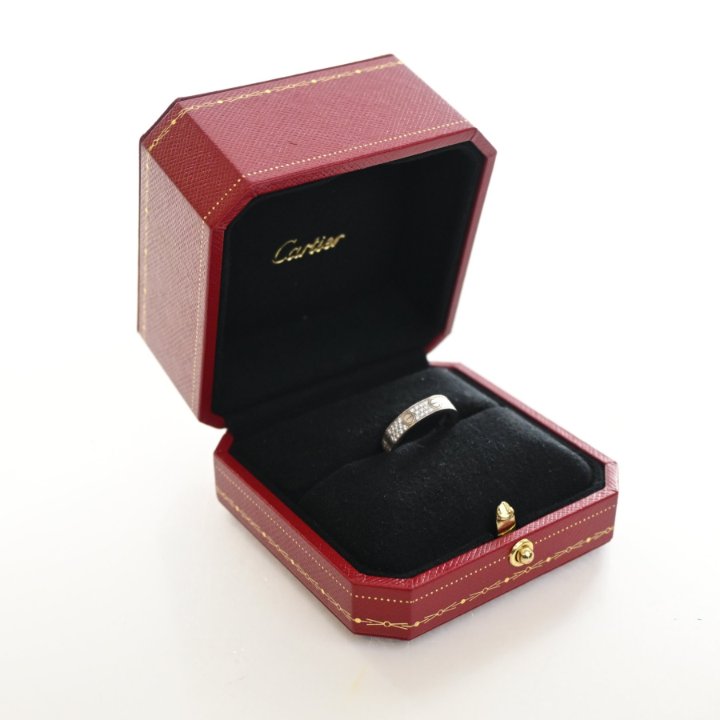 Cartier Small Model Diamond Pave Love Ring Sz 50