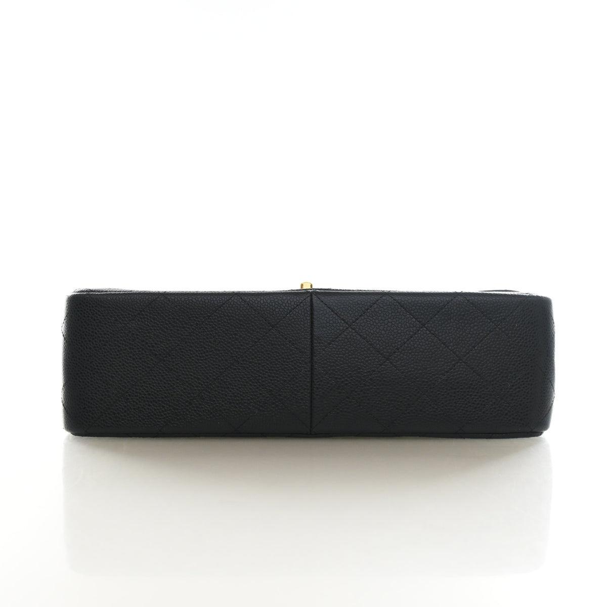 Pre-Owned Chanel Classic Double Flap Jumbo Caviar Leather Bag, base and feet view, photo 9 of 15