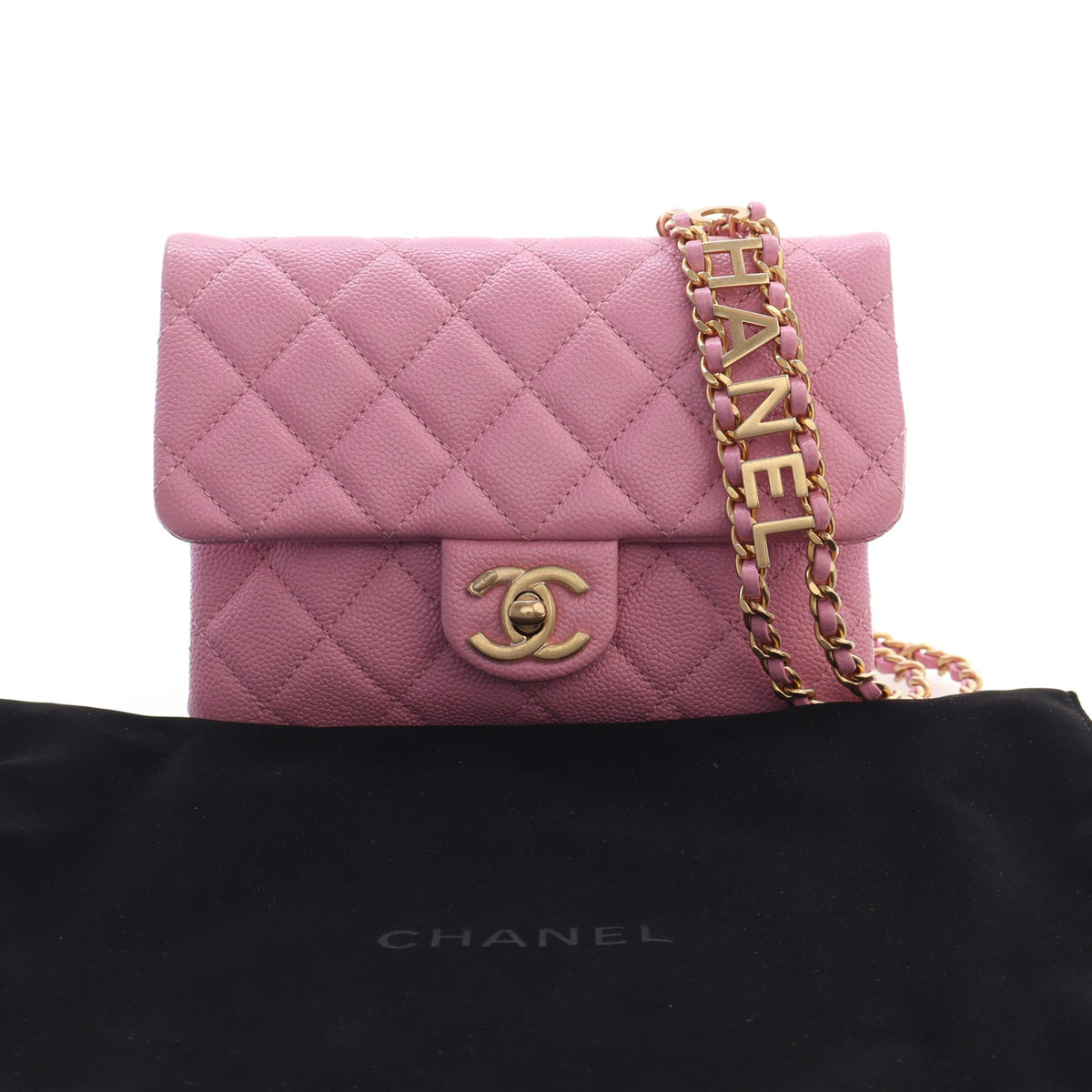 Pre-Owned Chanel Belt Bag Caviar Leather Pick Me Up Flap, front view, photo 21 of 21