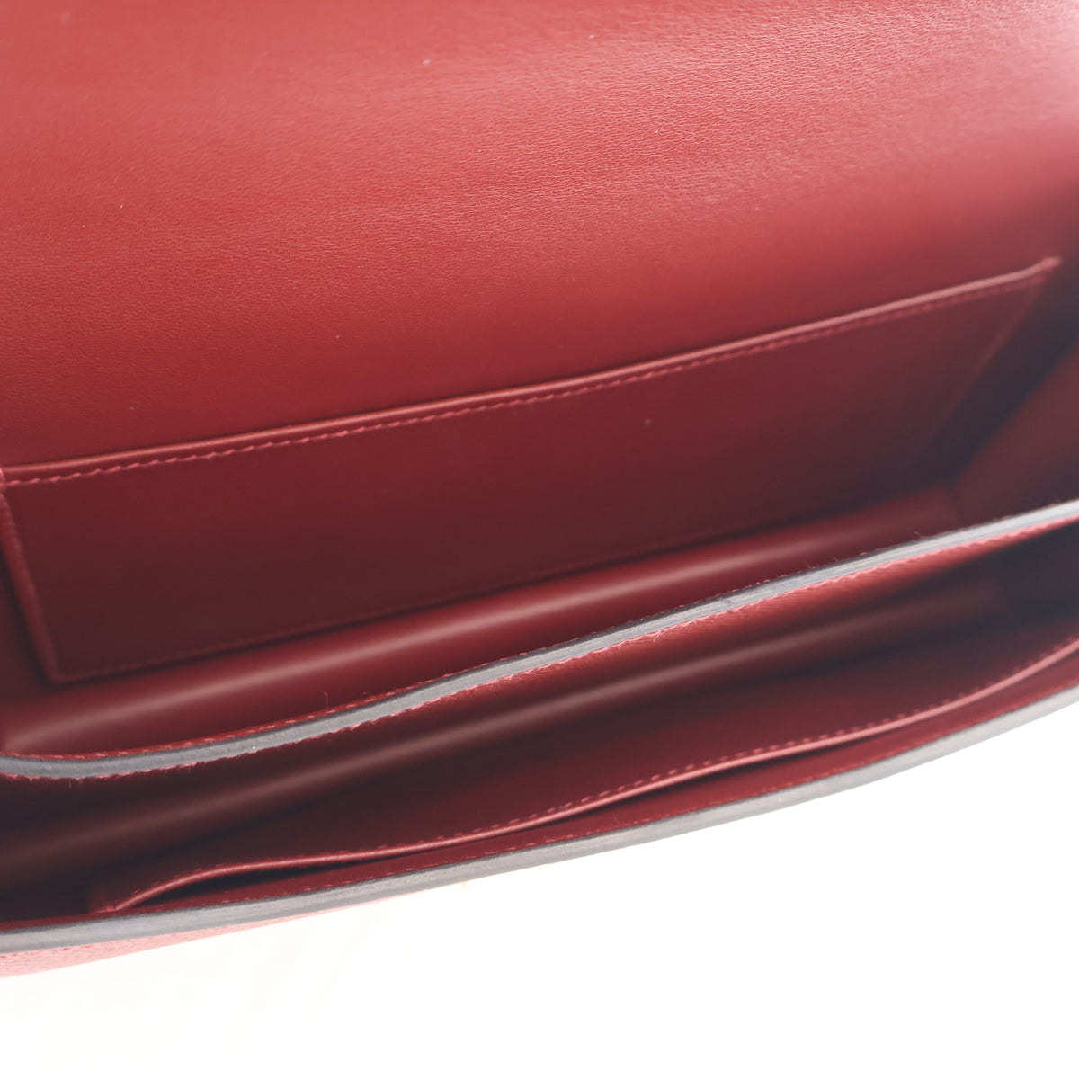 Pre-Owned Hermès Constance 25 Rouge H Epsom Leather Elan, open interior with lining