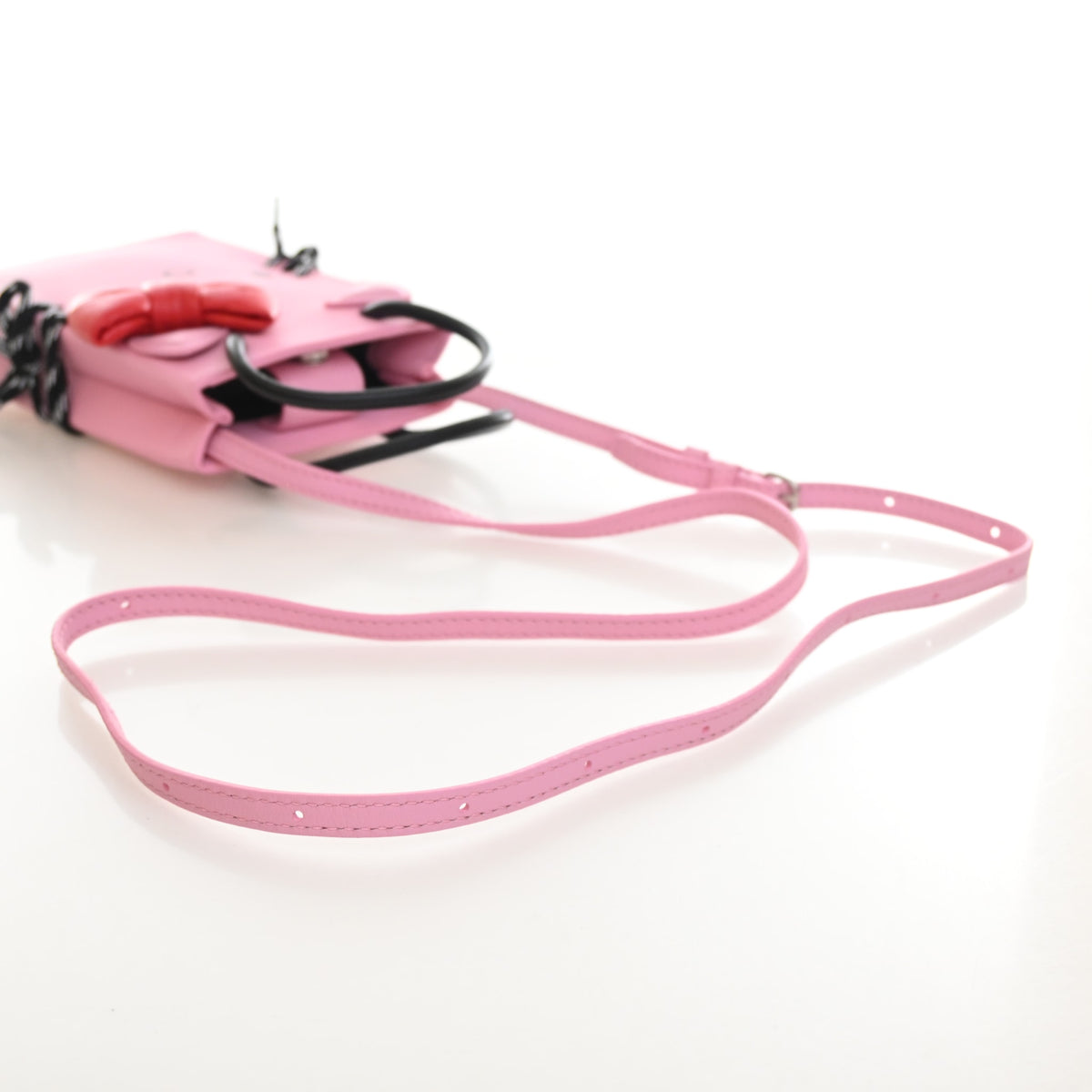 Pre-Owned Balenciaga Phone Holder X Hello Kitty Goatskin Bag, strap and chain detail