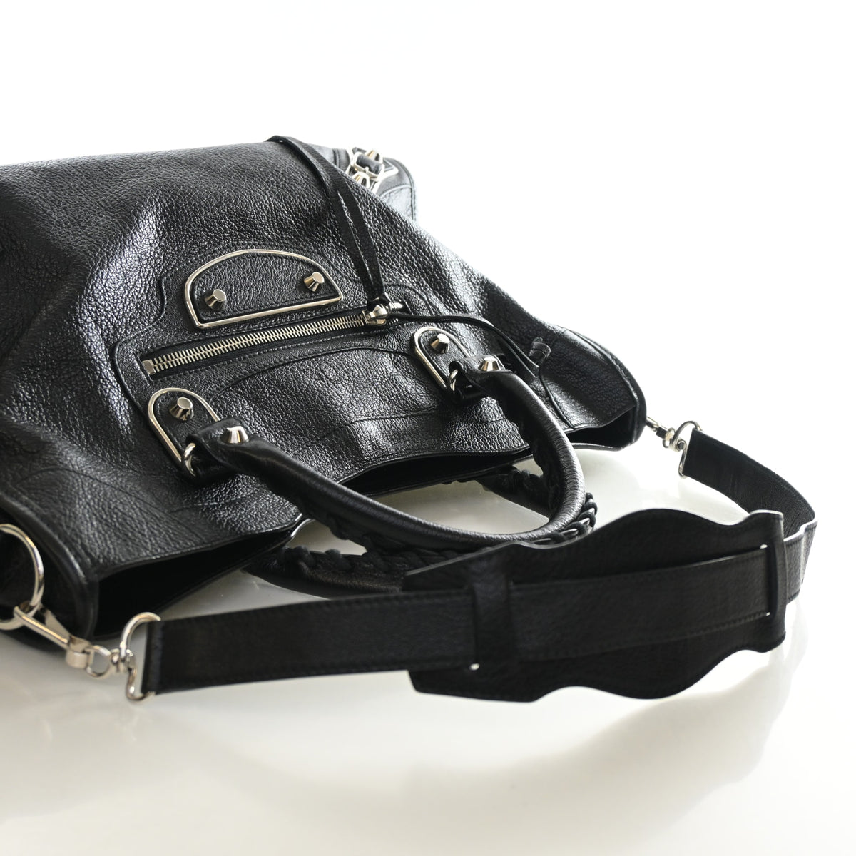 Pre-Owned Balenciaga Medium Goatskin Metallic Edge City Bag, side profile