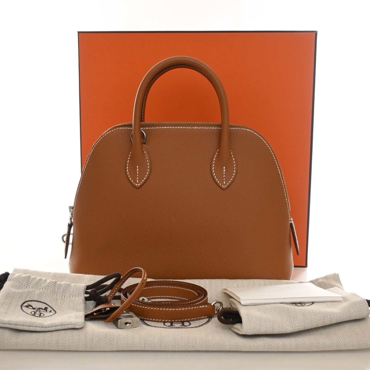 Pre-Owned Hermès Bolide 25 Gold Epsom Leather 1923, front view, photo 15 of 15