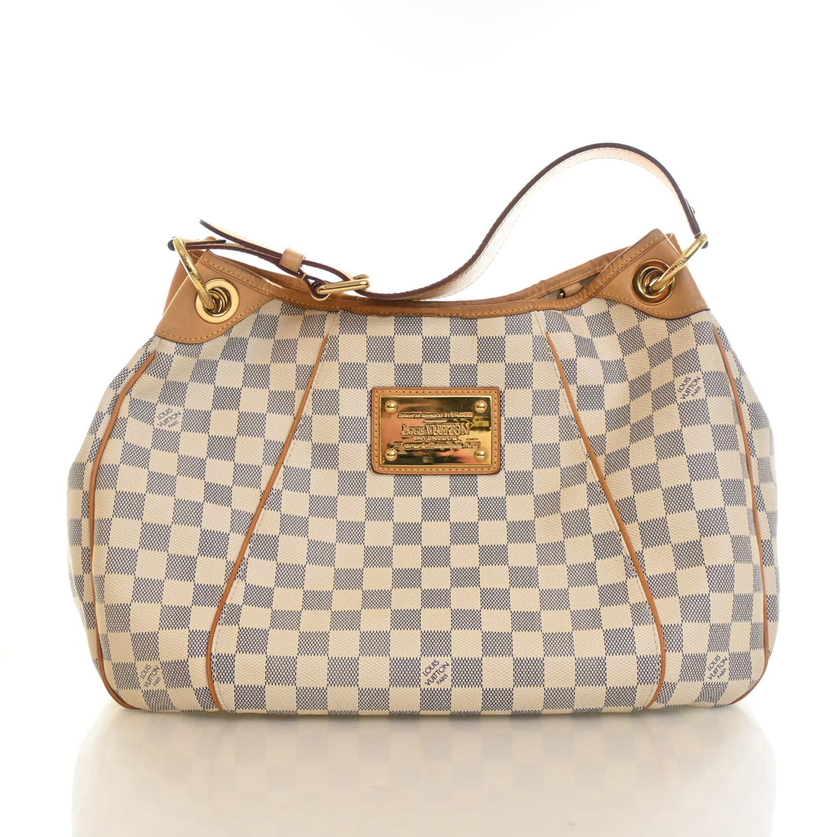 Vintage Louis Vuitton PM Damier Azur Galliera, front view, authenticated at Luxe Du Jour