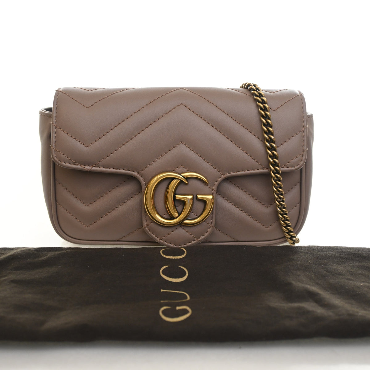 Pre-Owned Gucci Flap Bag Mini Calfskin Super Marmont, front view, photo 16 of 16