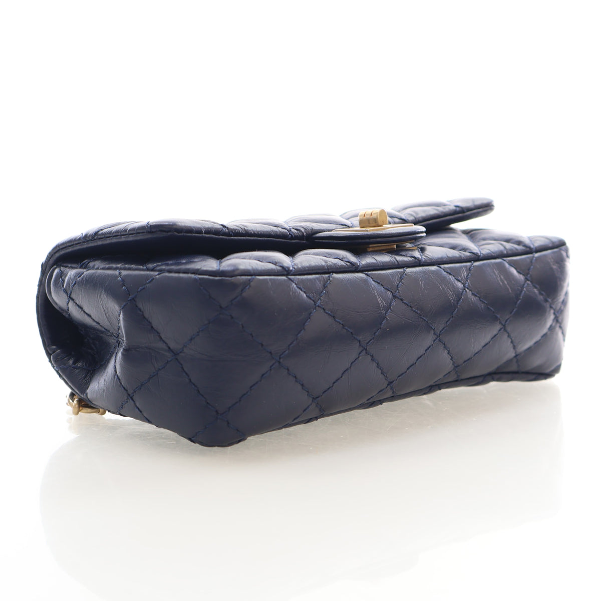 Pre-Owned Chanel Belt Bag Aged Calfskin Reissue 2.55 Flap, base and feet view