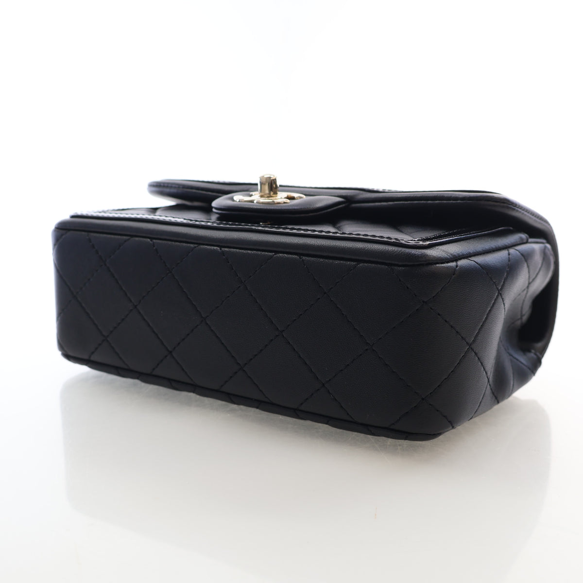 Pre-Owned Chanel Flap Bag Mini Lambskin CC, base and feet view, photo 7 of 17