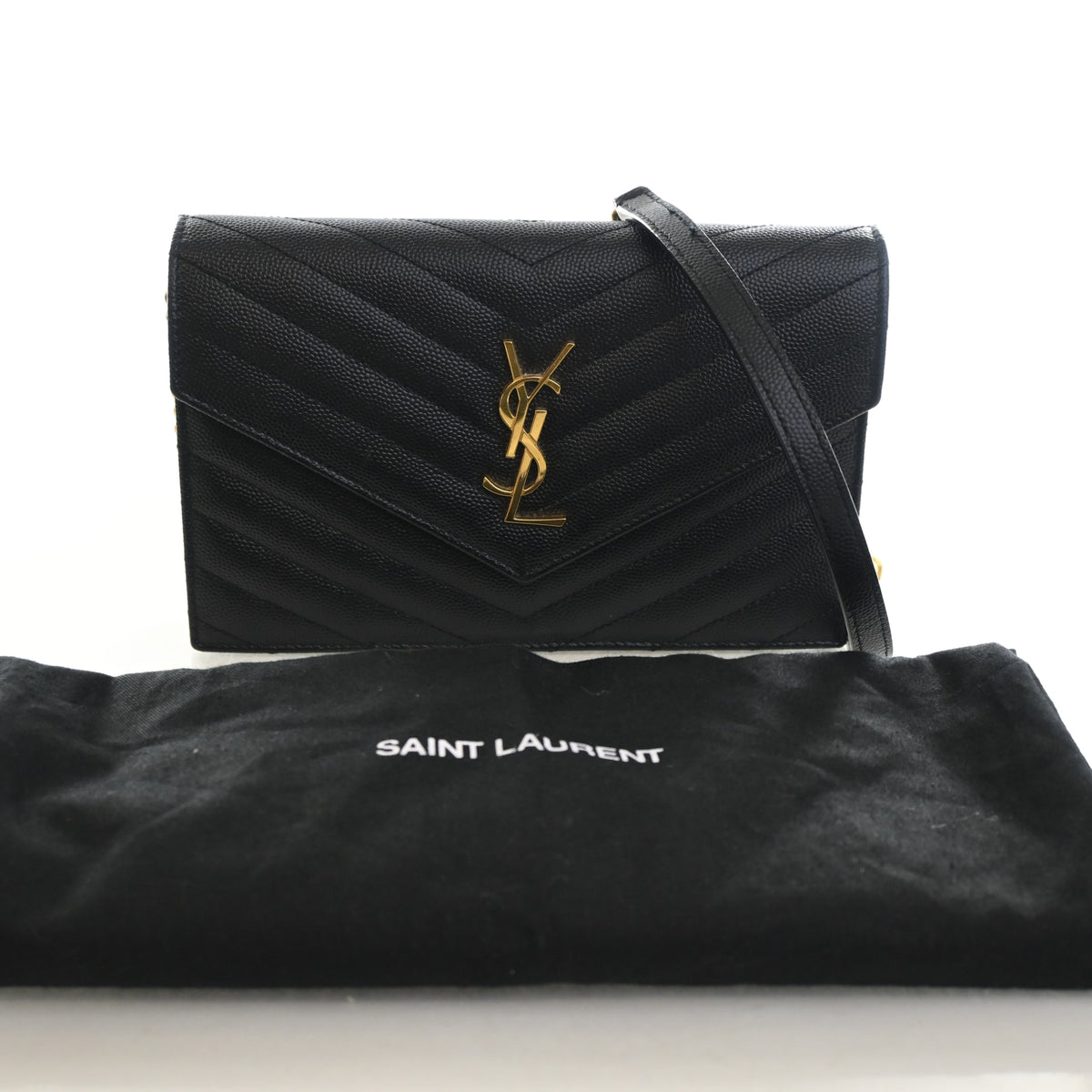 Pre-Owned Saint Laurent Chain Wallet Calfskin Cassandre Envelope, front view, photo 13 of 13