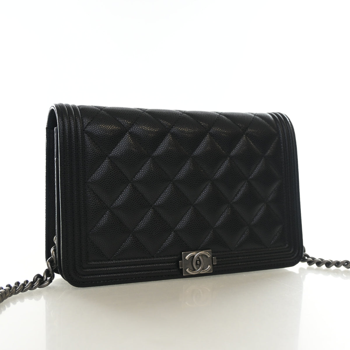 Pre-Owned Chanel Wallet On Chain Caviar Leather Boy WOC, front view, photo 2 of 13