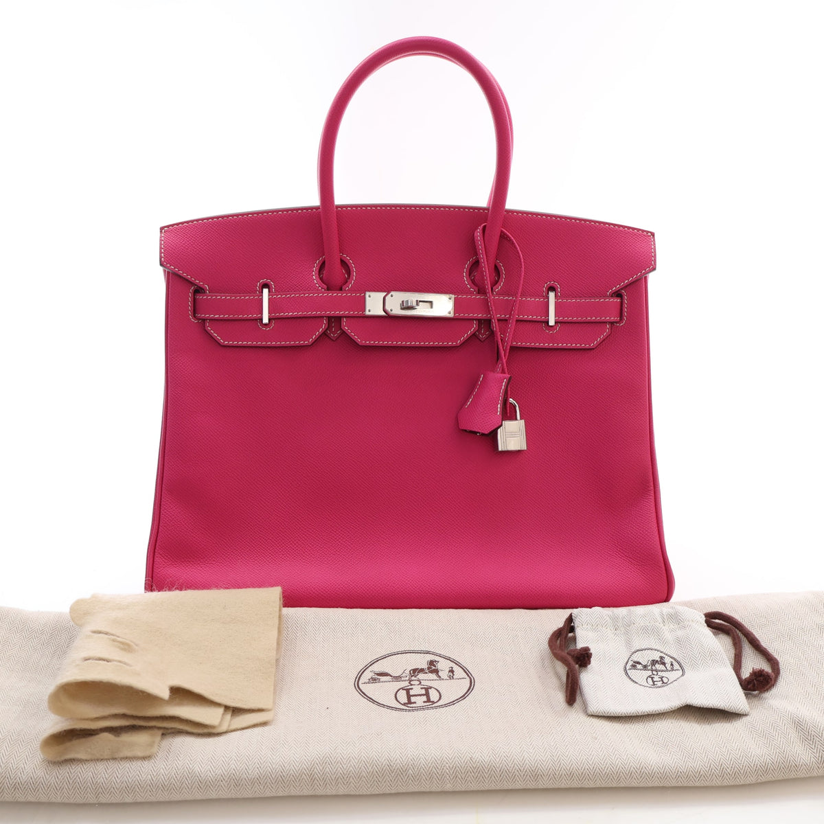 Pre-Owned Hermès Birkin 35 Rose Tyrien Epsom Leather Candy, front view, photo 24 of 24