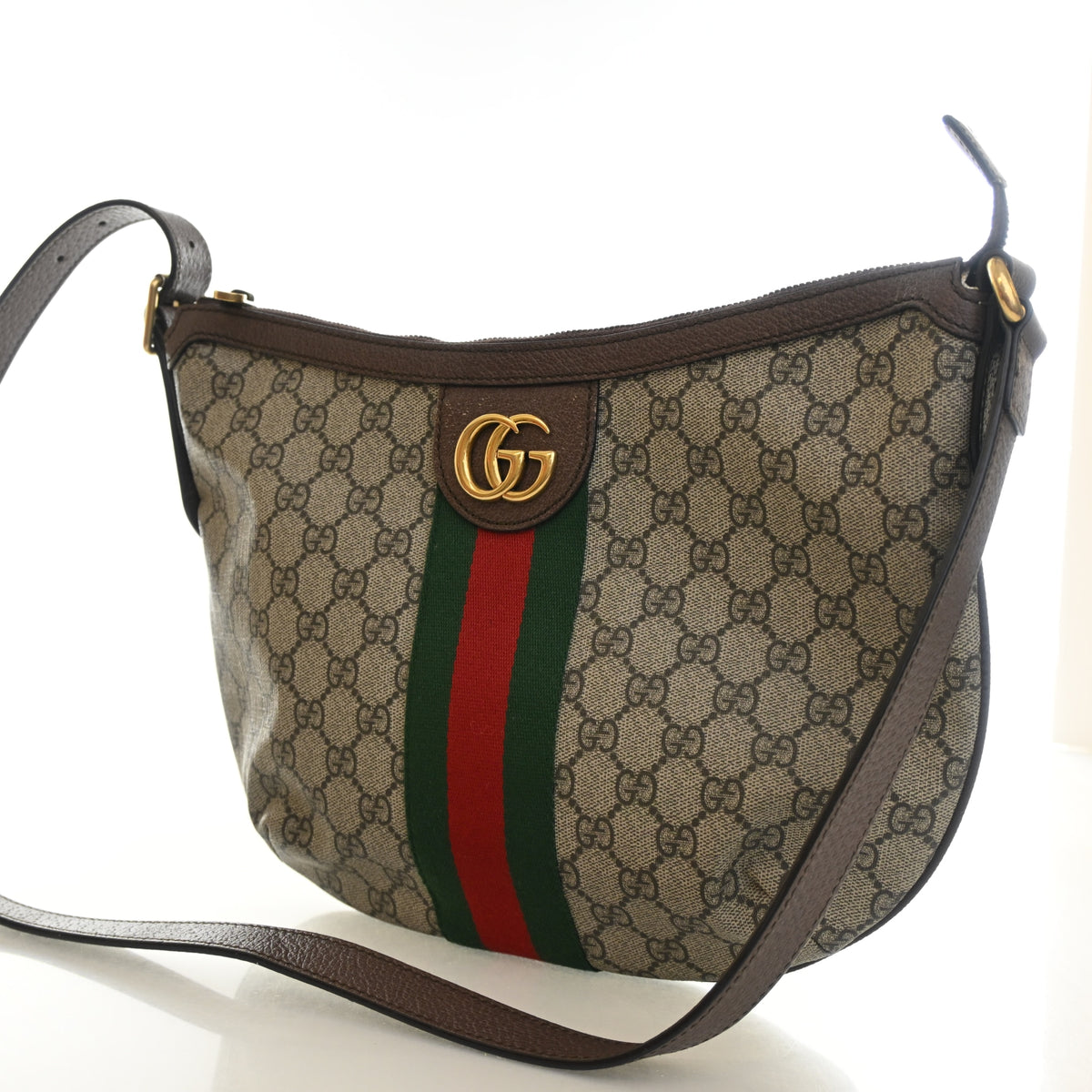 Pre-Owned Gucci Small GG Supreme Half Moon Hobi Bag, front view, photo 3 of 15