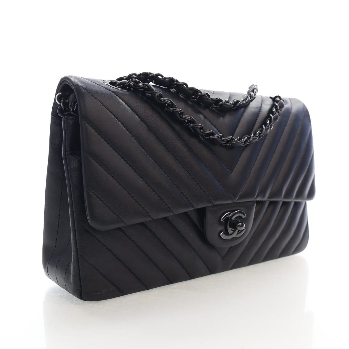 Chanel Medium Lambskin Chevron So Black Double Flap Bag, photo 2 of 17