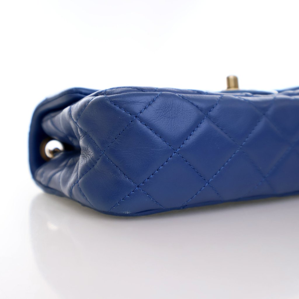 Pre-Owned Chanel Flap Bag Mini Lambskin Pearl Crush Rectangular, base view, photo 8 of 18