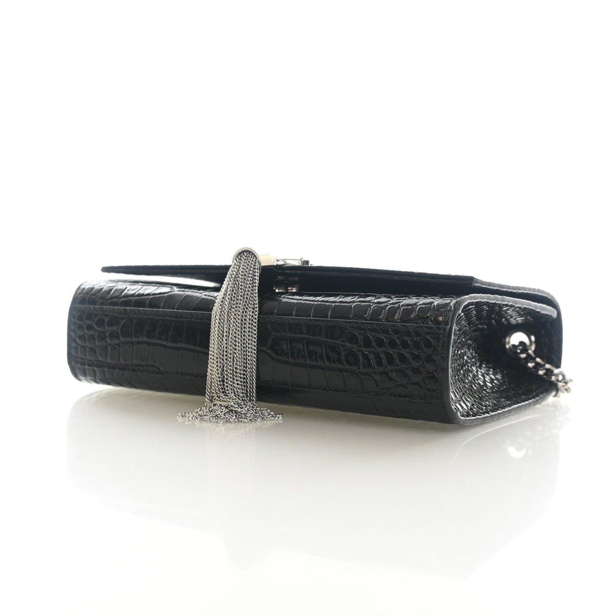 Pre-Owned Saint Laurent Small Crocodile Leather Embossed Leather Kate Tassle Bag, side profile, photo 7 of 13