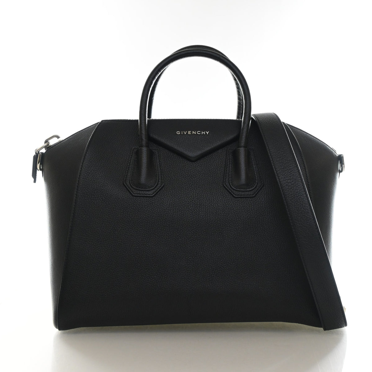 Pre-Owned Givenchy Antigona Medium Goatskin Bag, front view, authenticated at Luxe Du Jour