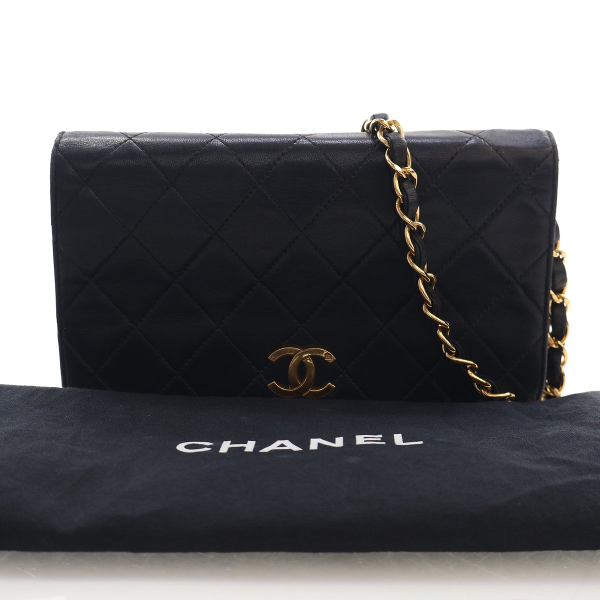 Vintage Chanel Shoulder Bag Small Lambskin Matelasse, front view, photo 17 of 17