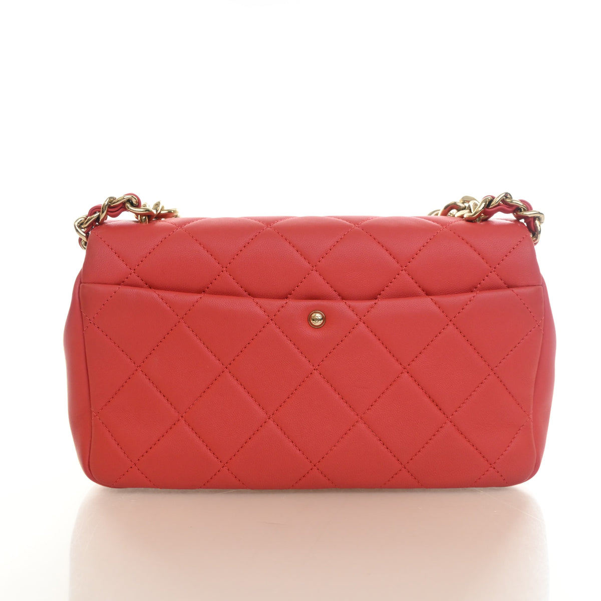 Pre-Owned Chanel Flap Bag Lambskin Elegant Chain, back view, photo 11 of 16