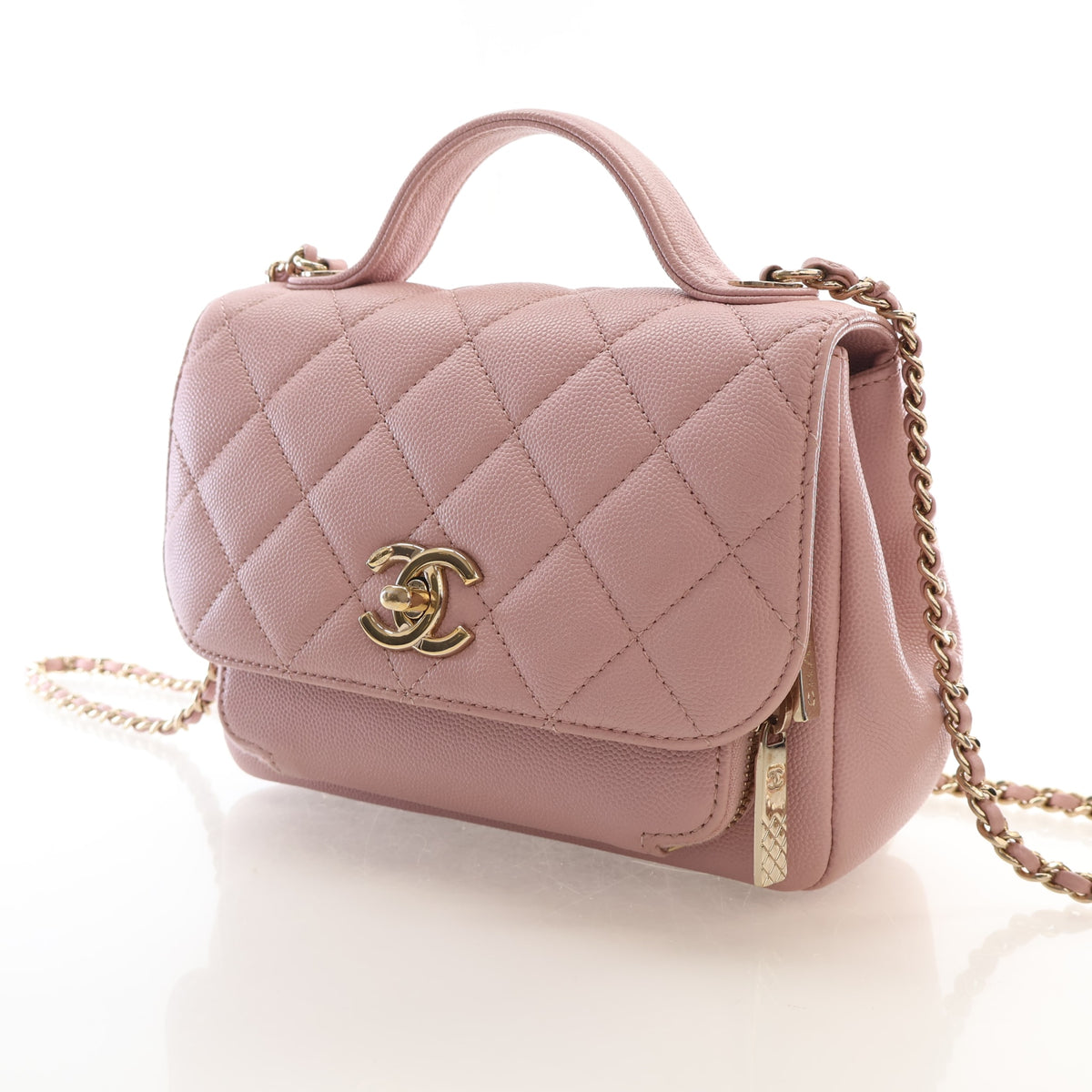 Pre-Owned Chanel Top Handle Small Caviar Leather Business Affinity Bag, three-quarter view, photo 3 of 18
