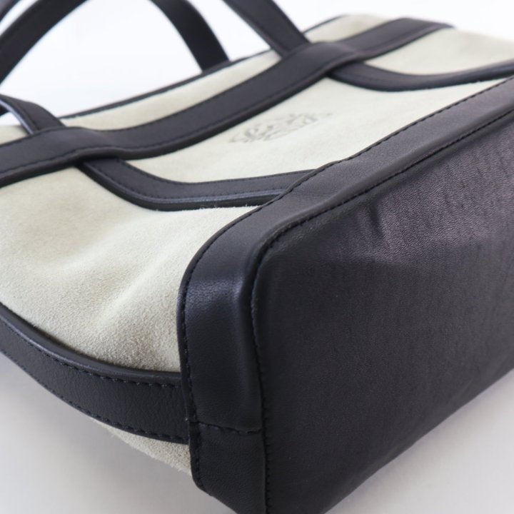 Pre-Owned Loewe Anagram Mini Suede Leather Tote, corner and edge detail