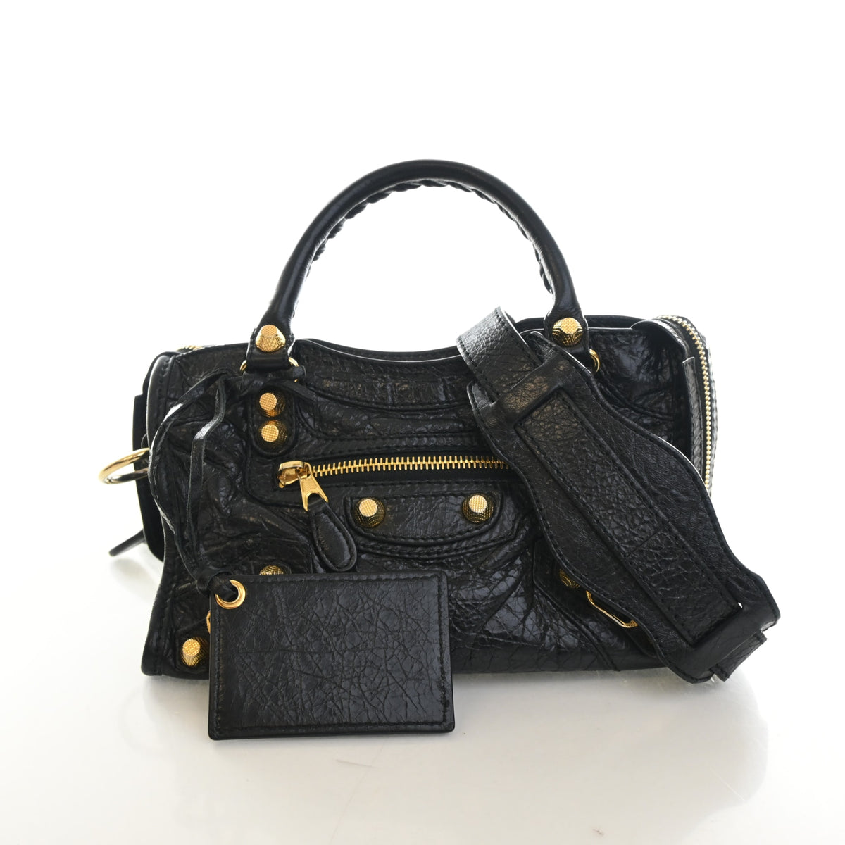 Pre-Owned Balenciaga Mini Arena Lambskin Classic City Bag, front view, authenticated at Luxe Du Jour