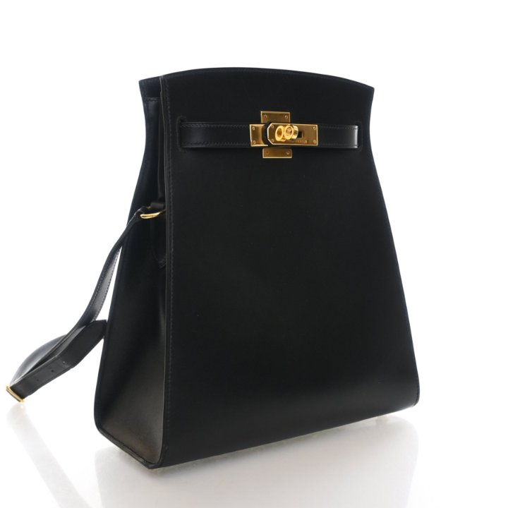 Hermes Vintage Noir Box Calf Kelly Sport MM