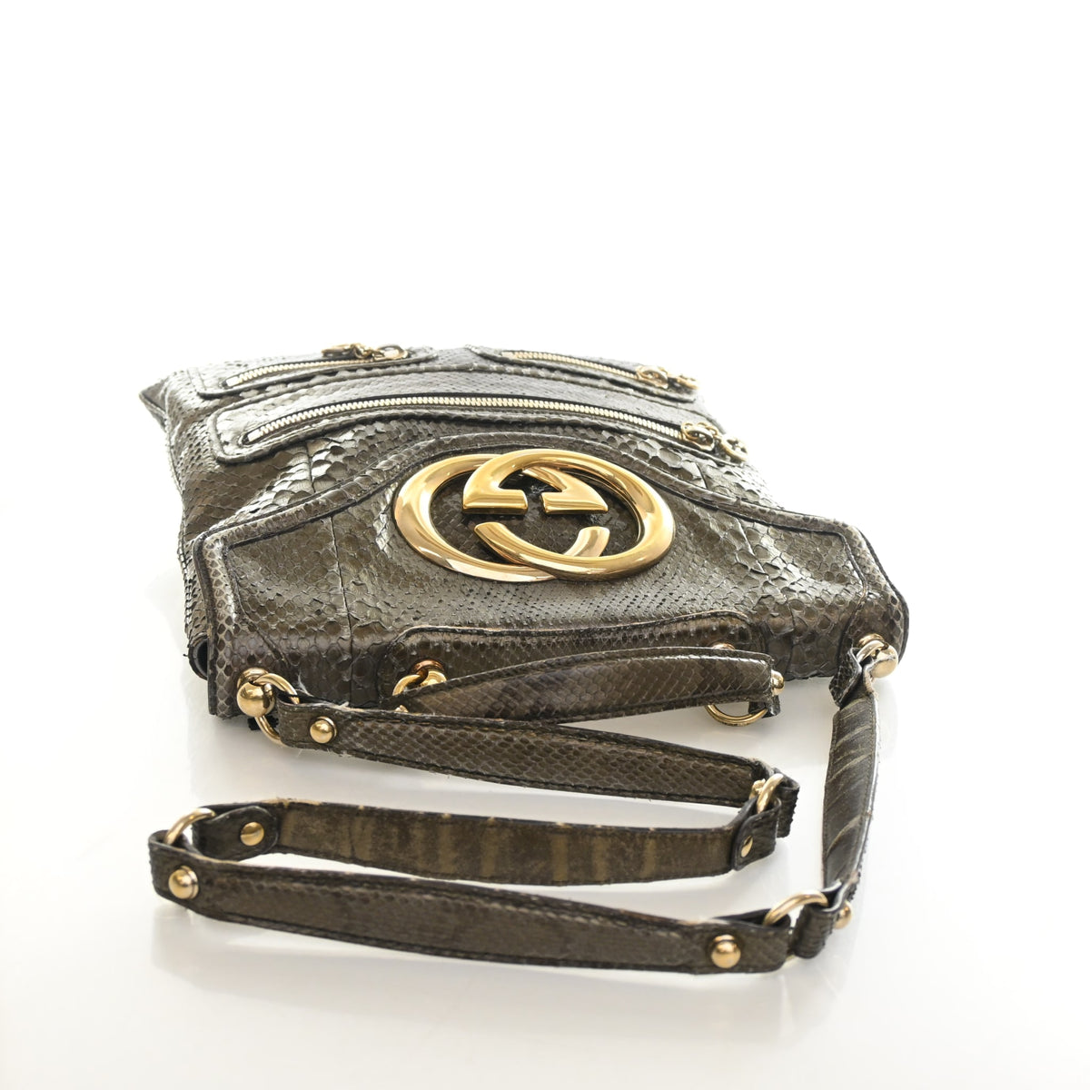 Pre-Owned Gucci Python Britt Messenger Bag, side profile, photo 10 of 23