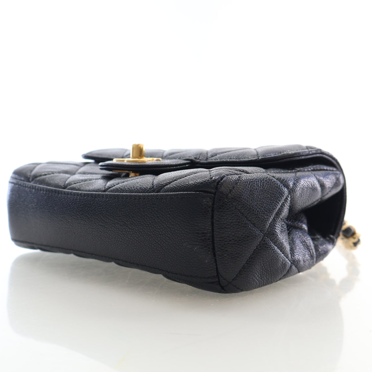 Pre-Owned Chanel Flap Bag Mini Caviar Leather Classic Single, base and feet view, photo 8 of 19