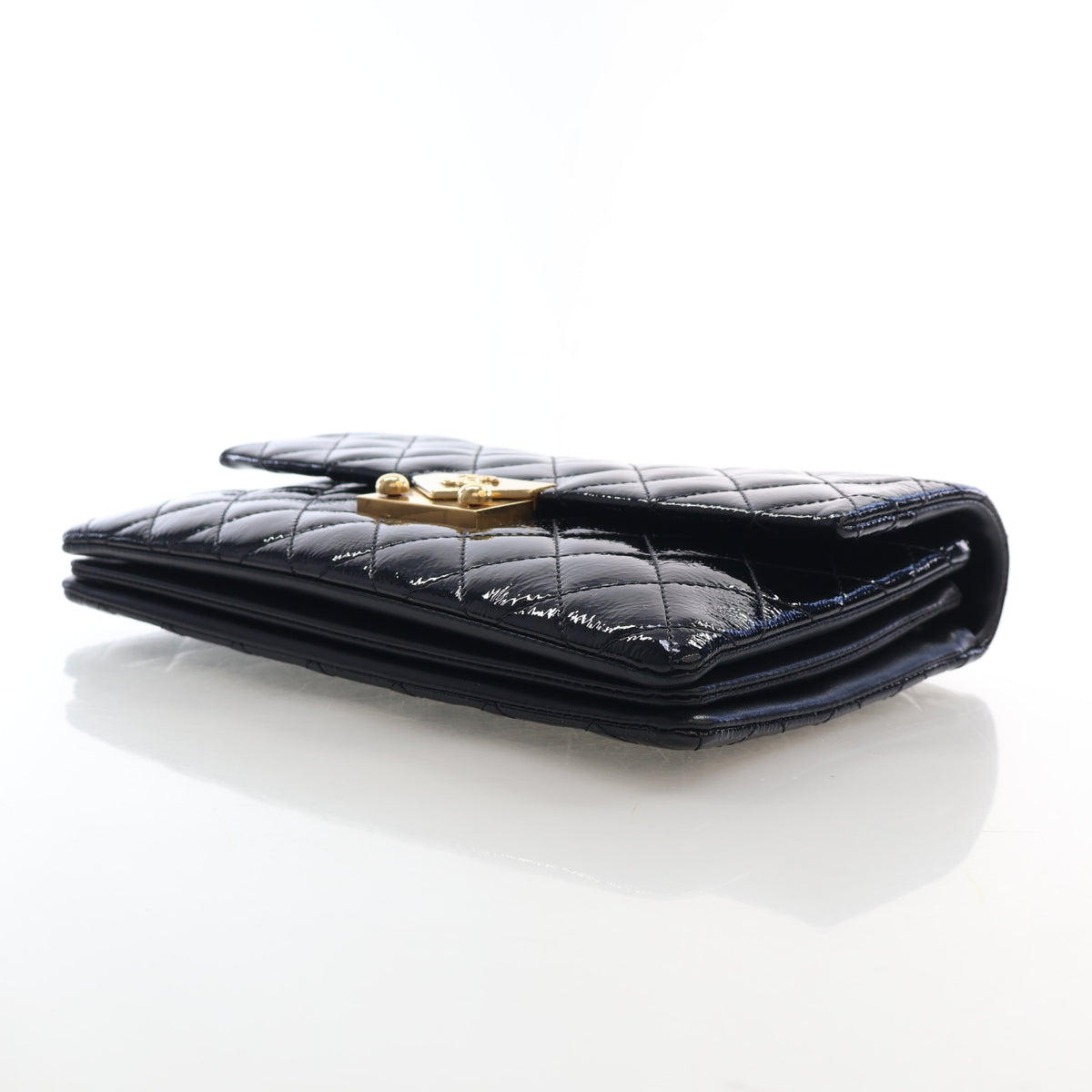 Pre-Owned Chanel Flap Bag Medium Patent Leather Accordion Single, side view