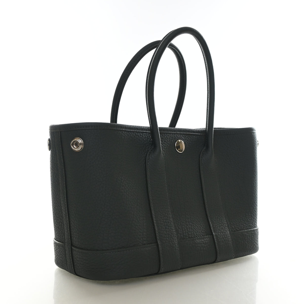 Pre-Owned Hermès Mini Vert Mangrove Negonda Garden Party Neo 23, three-quarter view, authenticated at Luxe Du Jour