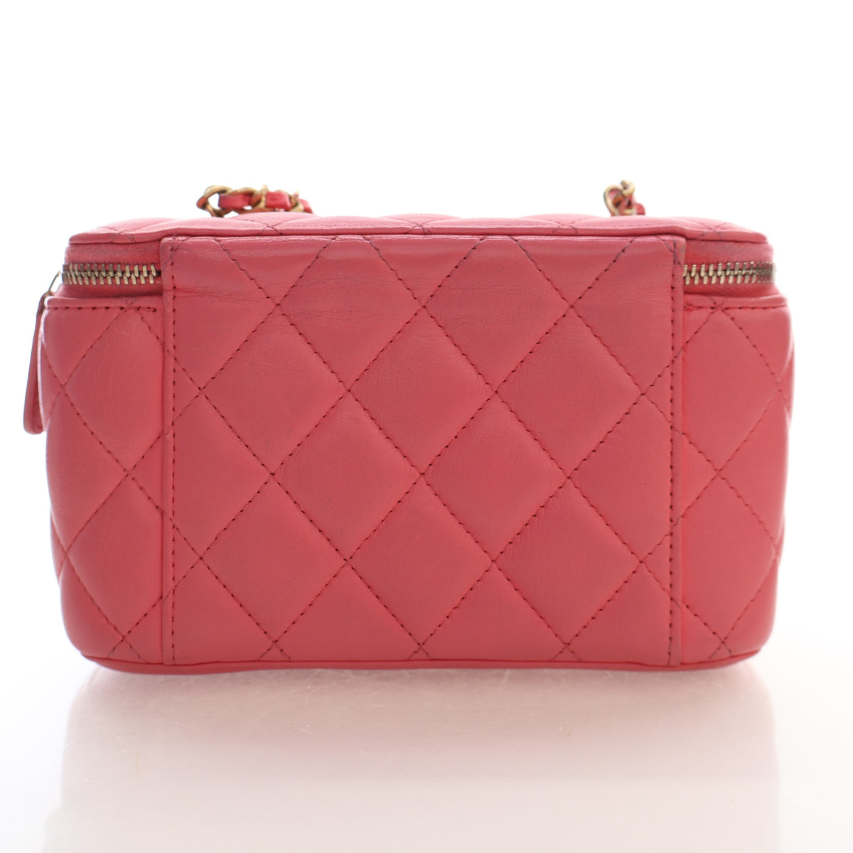 Pre-Owned Chanel Vanity Small Lambskin Pearl Crush Bag, back view