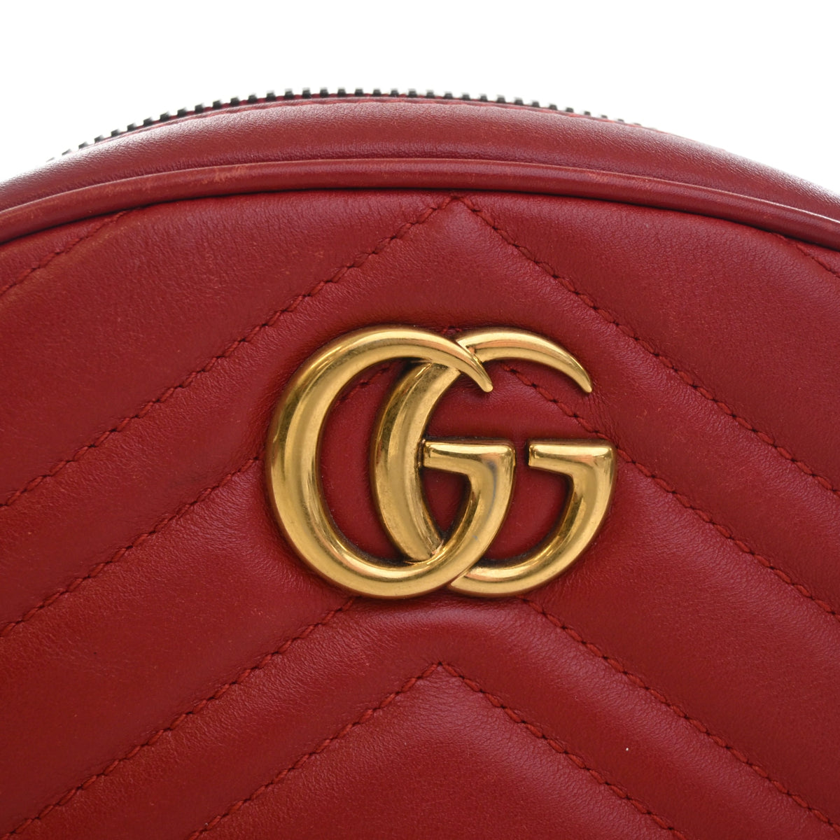 Pre-Owned Gucci Belt Bag Calfskin Marmont, gold embossed logo detail