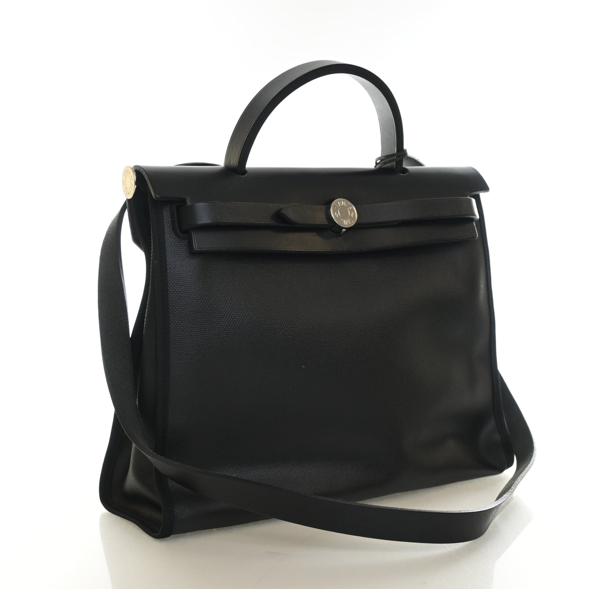 Pre-Owned Hermès Herbag 31 Noir Toile Berline Zip, front view
