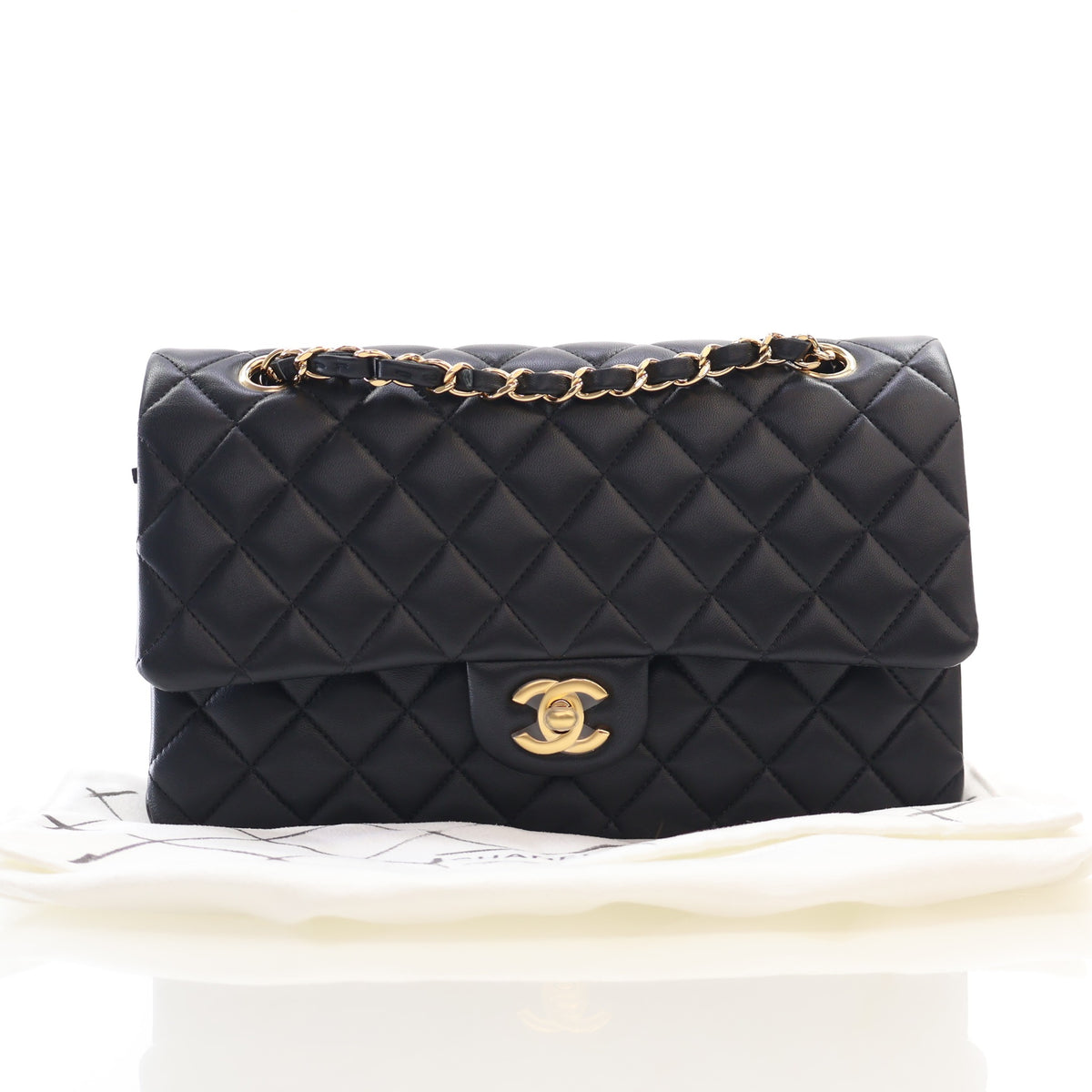 Pre-Owned Chanel Classic Double Flap Medium Lambskin Bag, front view, photo 20 of 20