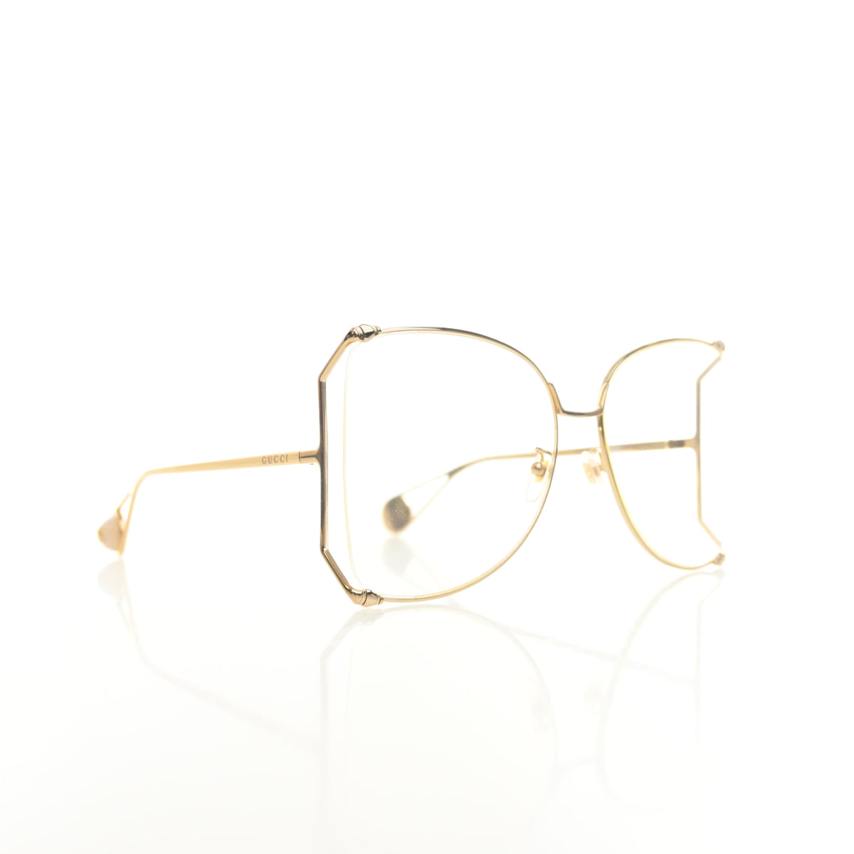 Pre-Owned Gucci Sunglasses Oversizes Metal, detail view, authenticated at Luxe Du Jour