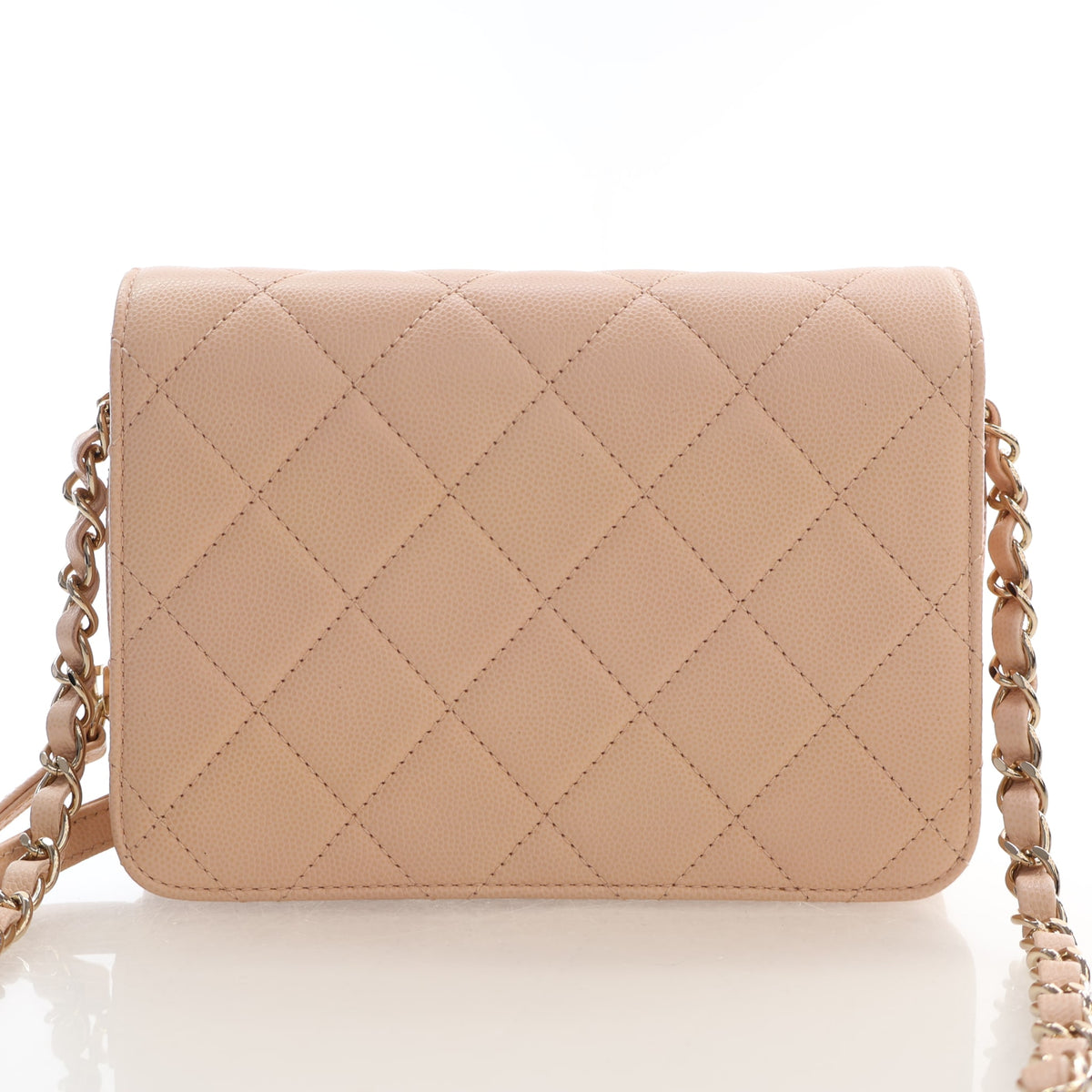 Pre-Owned Chanel Flap Bag Mini Caviar Leather Like A Wallet, front view