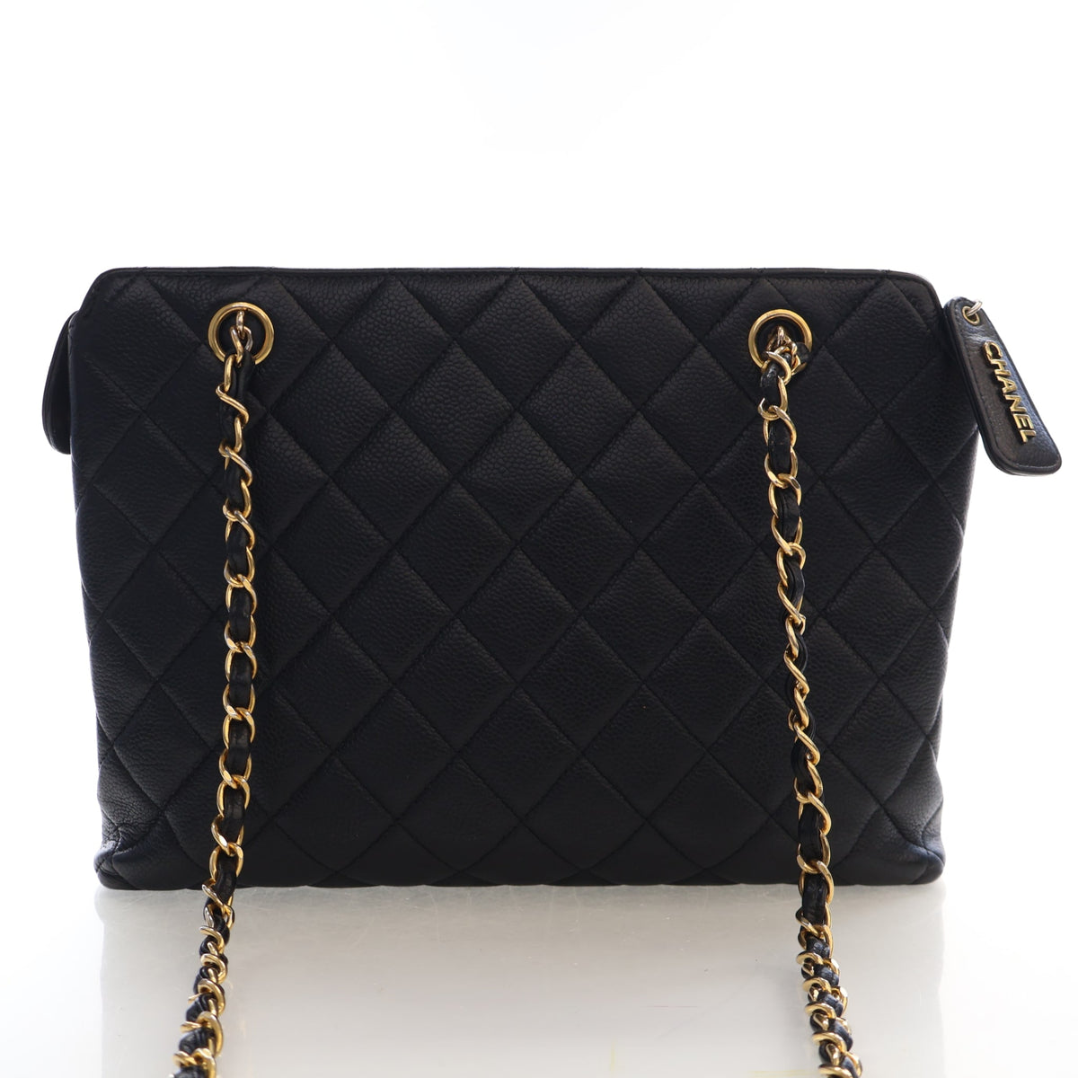 Vintage Chanel Tote Bag Large Caviar Leather Matelasse Chain, back view