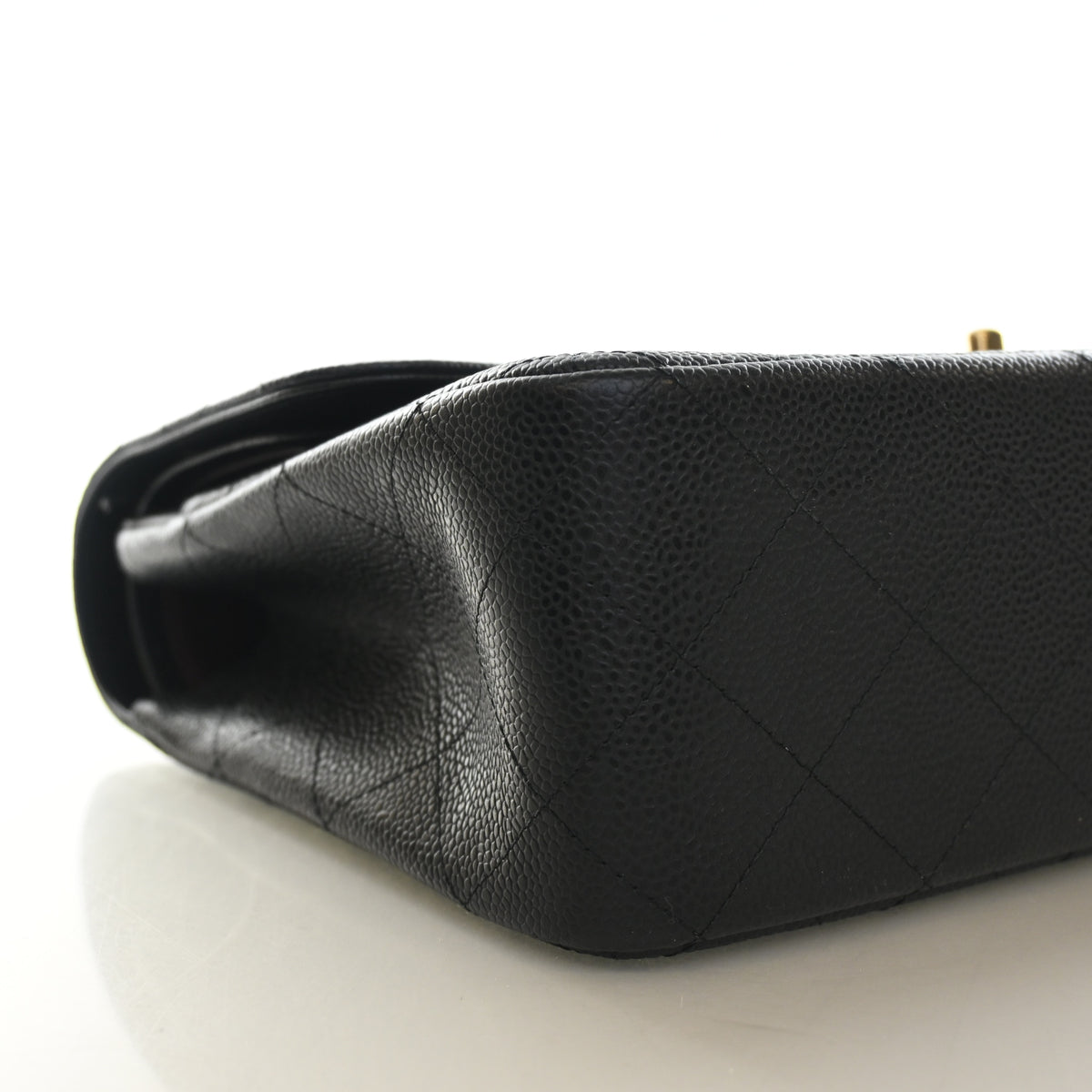 Pre-Owned Chanel Classic Double Flap Jumbo Caviar Leather Bag, side profile, photo 6 of 15