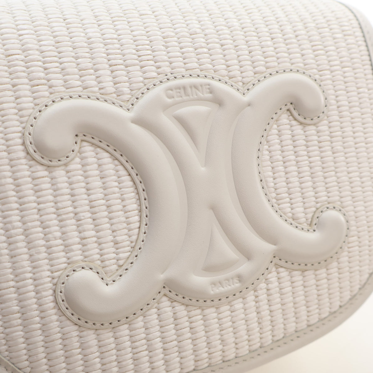 Pre-Owned Celine Triomphe Raffia Folco, logo detail