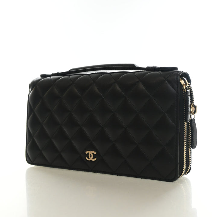 Chanel Lambskin Zip Around Clutch