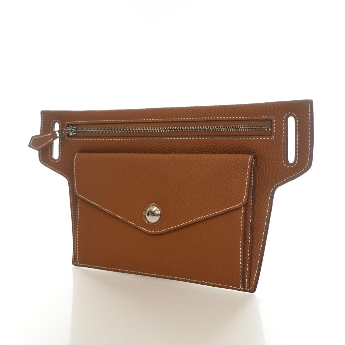 Pre-Owned Hermès Gold Clemence Leather Gold Waist Pouch, front view