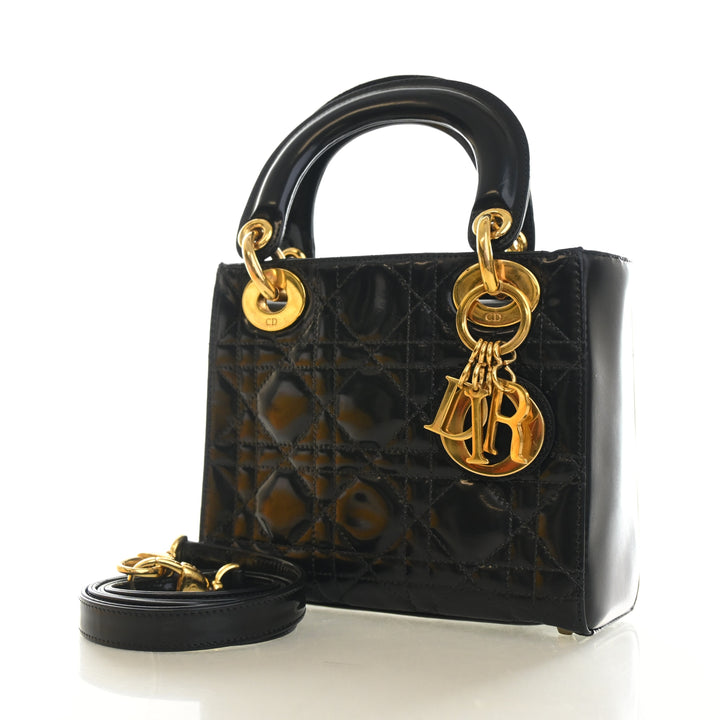 Christian Dior Vintage Mini Glossy Calfskin Lady Dior