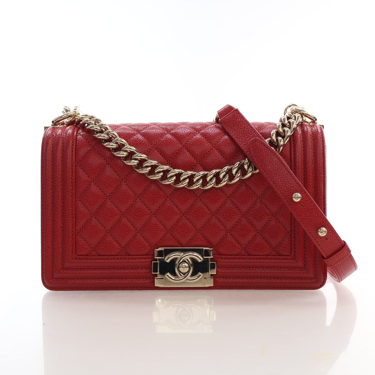 Pre-Owned Chanel Boy Bag Medium Caviar Leather, front view, photo 1 of 17