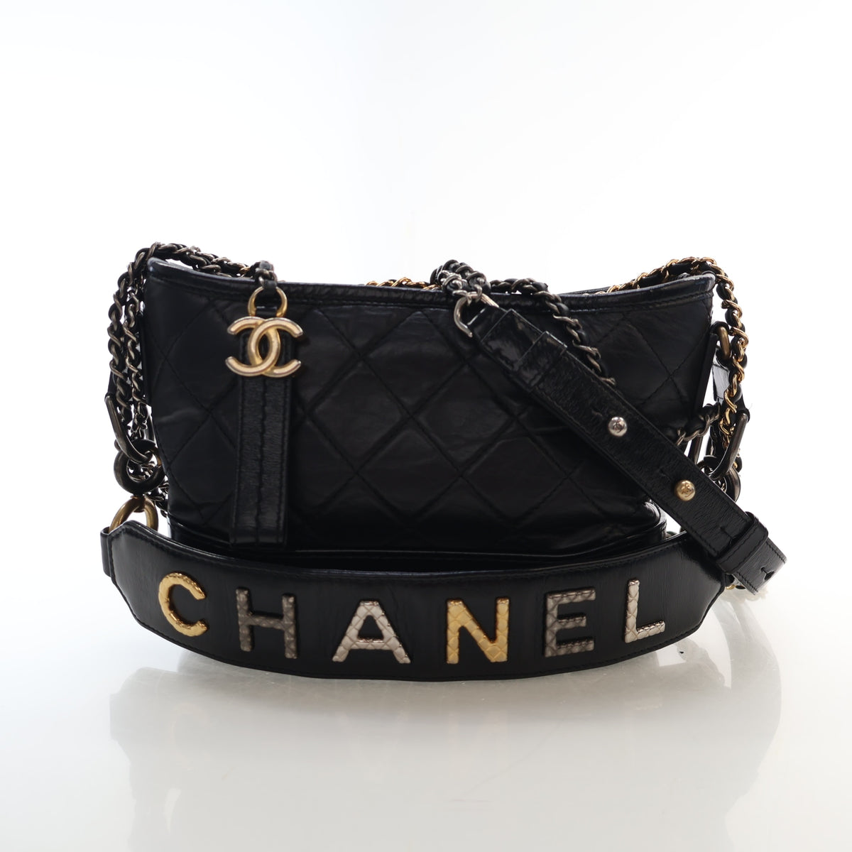Pre-Owned Chanel Hobo Small Calfskin Gabrielle, front view, authenticated at Luxe Du Jour
