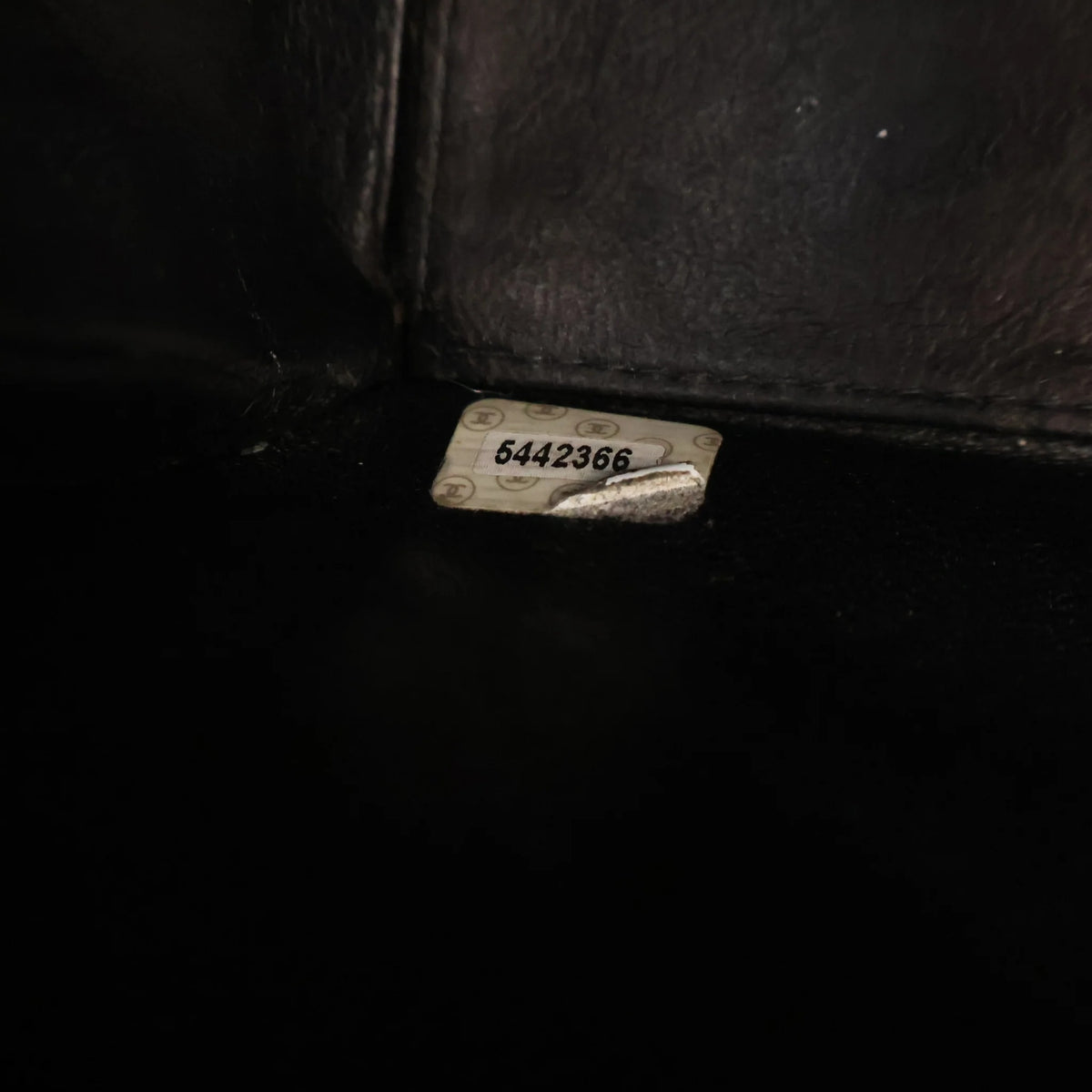 Vintage Chanel Flap Bag Caviar Leather Square, interior label and date code